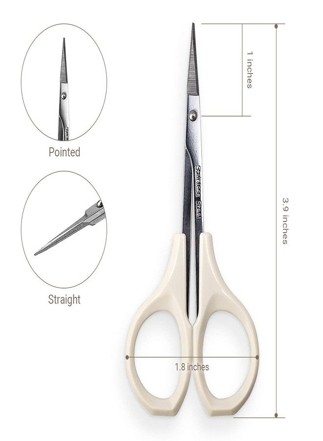 Humbee Eyebrow Scissors Self Care Tools Small Scissors for Facial, Nose, Eyebrow, Mustache, and Beard Hair Trimming & Grooming, Straight Edge, White Short Cap - Image 4
